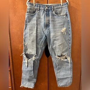 Zara Light Blue Distressed Relaxed Jeans